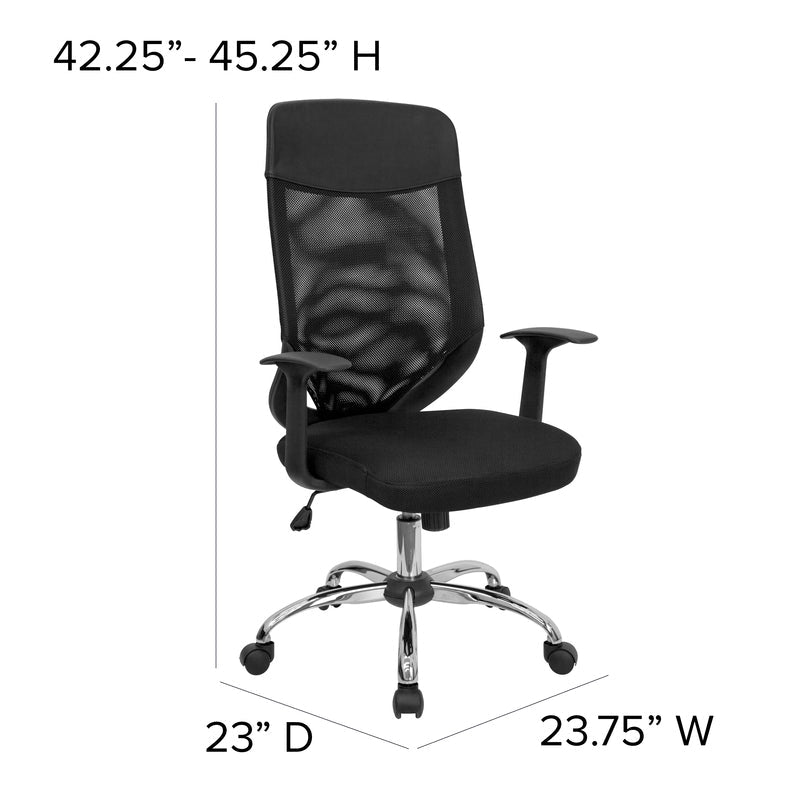 High Back Black Mesh Executive Swivel Office Chair with Arms - Sit Healthier