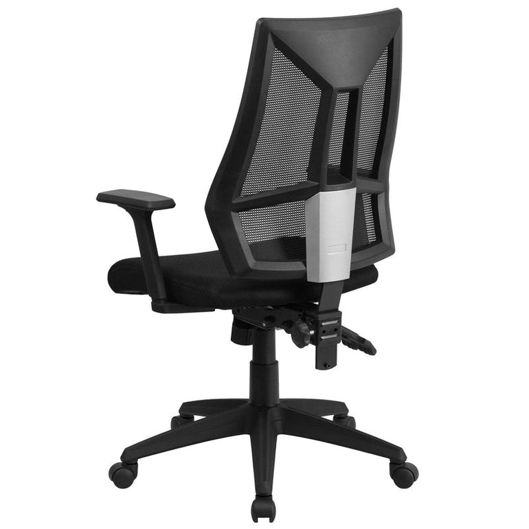 High Back Black Mesh Multifunction Swivel Ergonomic Task Office Chair with Adjustable Arms - Sit Healthier