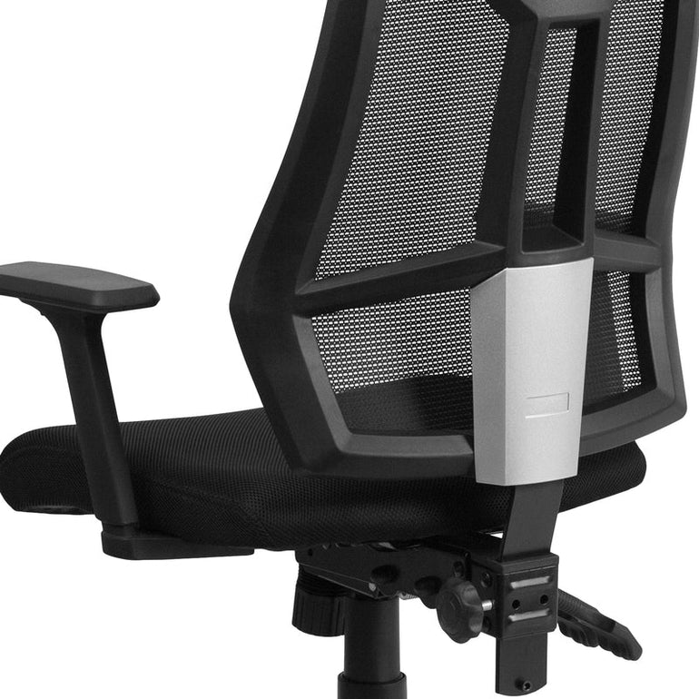 High Back Black Mesh Multifunction Swivel Ergonomic Task Office Chair with Adjustable Arms - Sit Healthier