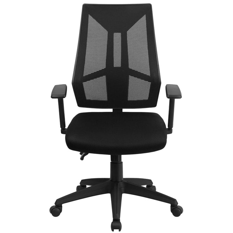 High Back Black Mesh Multifunction Swivel Ergonomic Task Office Chair with Adjustable Arms - Sit Healthier