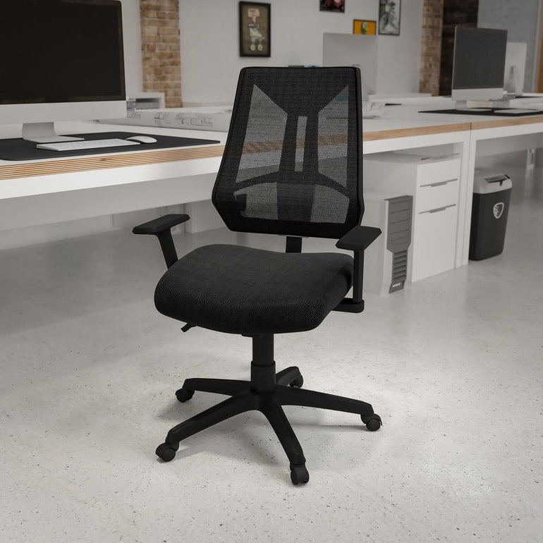 High Back Black Mesh Multifunction Swivel Ergonomic Task Office Chair with Adjustable Arms - Sit Healthier