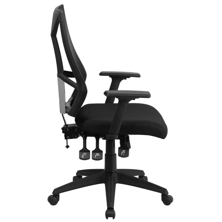 High Back Black Mesh Multifunction Swivel Ergonomic Task Office Chair with Adjustable Arms - Sit Healthier