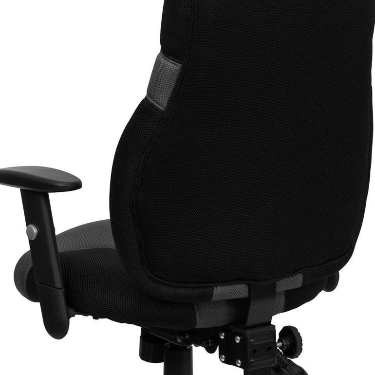 High Back Ergonomic Black and Gray Mesh Swivel Task Office Chair with Adjustable Arms - Sit Healthier