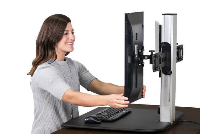 High Rise™ Electric Ergonomic Dual Monitor Standing Desk Converter - Sit Healthier