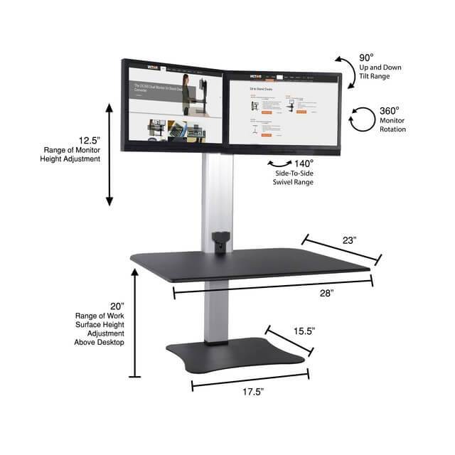 High Rise™ Electric Ergonomic Dual Monitor Standing Desk Converter - Sit Healthier