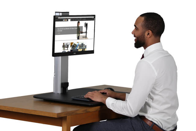 High Rise™ Electric Ergonomic Single Monitor Standing Desk Converter - Sit Healthier