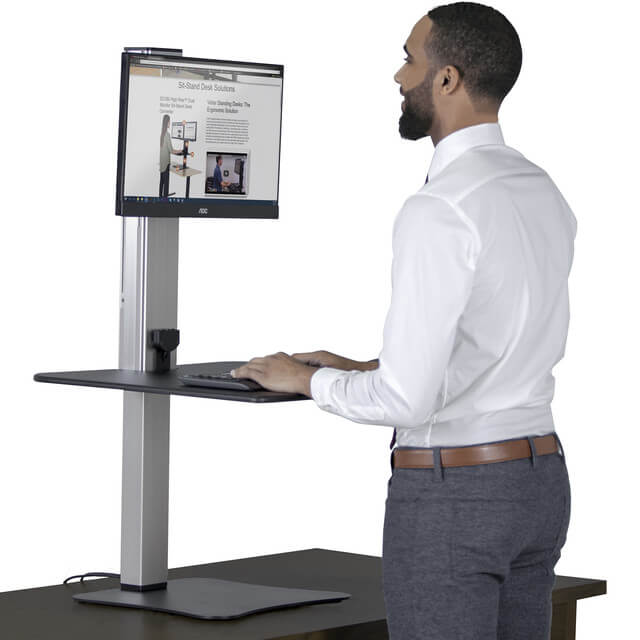 High Rise™ Electric Ergonomic Single Monitor Standing Desk Converter - Sit Healthier