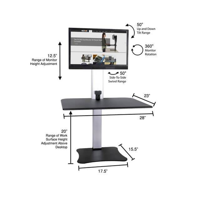 High Rise™ Electric Ergonomic Single Monitor Standing Desk Converter - Sit Healthier