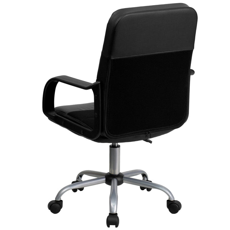 Mid-Back Black LeatherSoft and Mesh Swivel Task Office Chair with Arms - Sit Healthier
