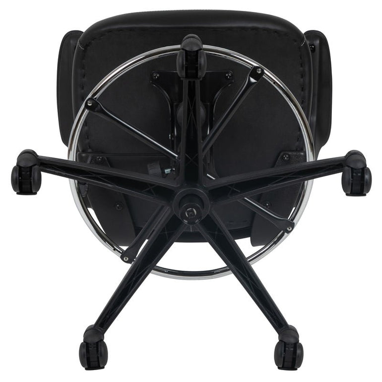 Mid-Back Black Mesh Ergonomic Drafting Chair with LeatherSoft Seat, Adjustable Foot Ring and Flip-Up Arms - Sit Healthier