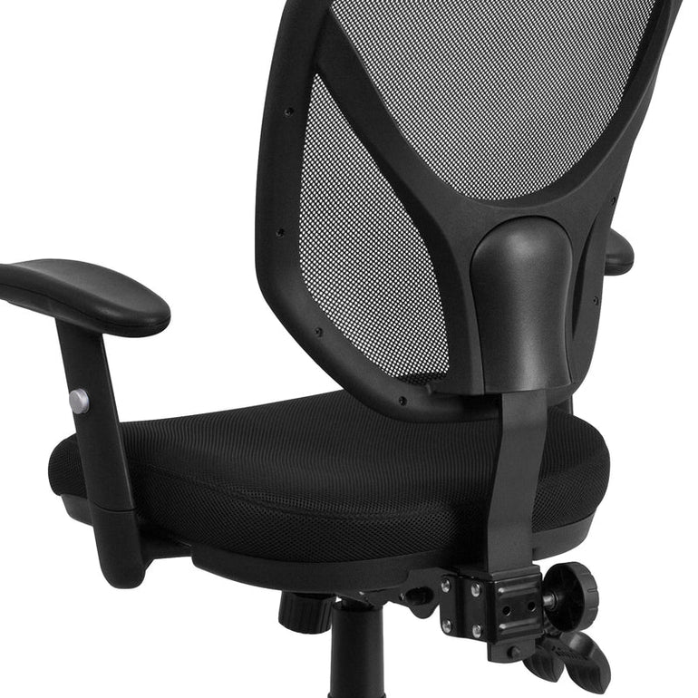 Mid-Back Black Mesh Multifunction Swivel Ergonomic Task Office Chair with Adjustable Arms - Sit Healthier