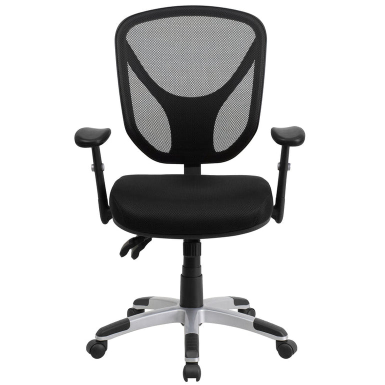 Mid-Back Black Mesh Multifunction Swivel Ergonomic Task Office Chair with Adjustable Arms - Sit Healthier