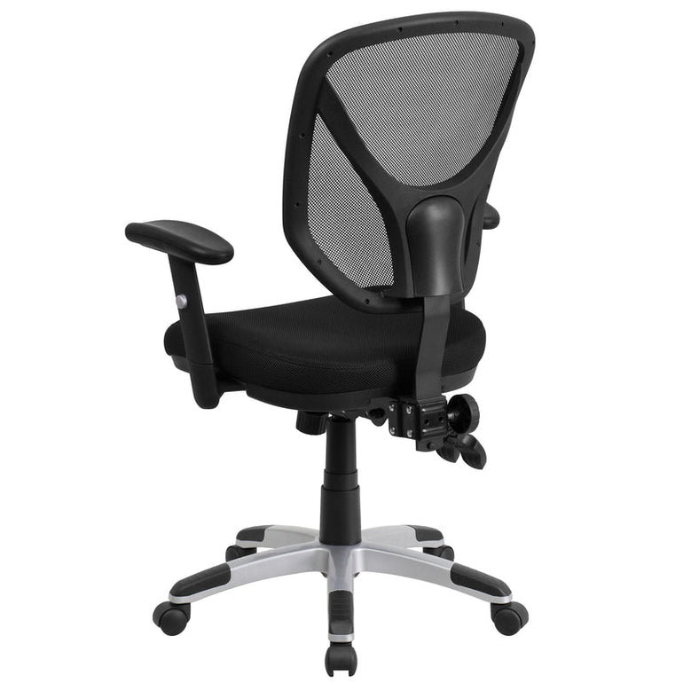 Mid-Back Black Mesh Multifunction Swivel Ergonomic Task Office Chair with Adjustable Arms - Sit Healthier