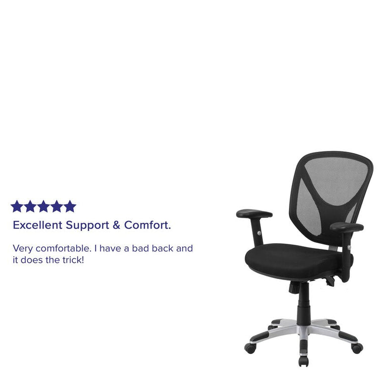 Mid-Back Black Mesh Multifunction Swivel Ergonomic Task Office Chair with Adjustable Arms - Sit Healthier