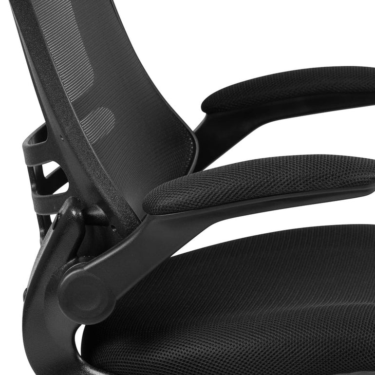 Mid-Back Black Mesh Swivel Ergonomic Task Office Chair with Flip-Up Arms - Sit Healthier