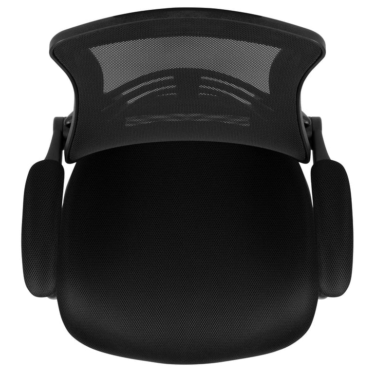 Mid-Back Black Mesh Swivel Ergonomic Task Office Chair with Flip-Up Arms - Sit Healthier