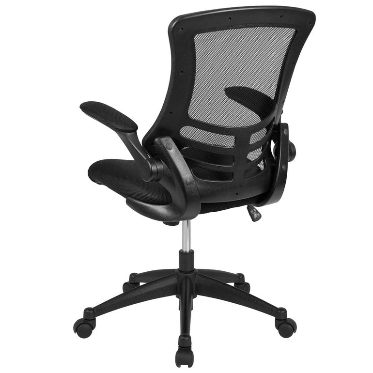 Mid-Back Black Mesh Swivel Ergonomic Task Office Chair with Flip-Up Arms - Sit Healthier