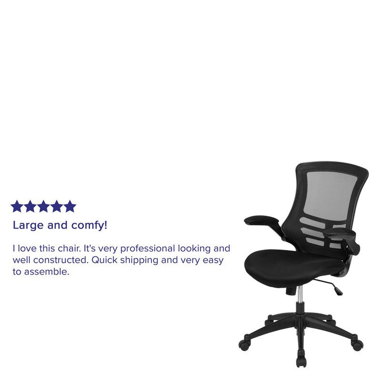 Mid-Back Black Mesh Swivel Ergonomic Task Office Chair with Flip-Up Arms - Sit Healthier