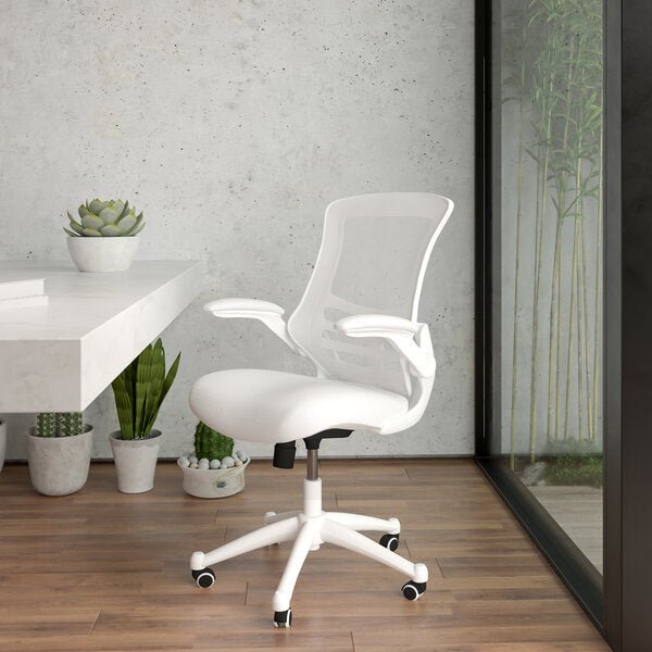 Mid-Back Blue Mesh Swivel Ergonomic Task Office Chair with Flip-Up Arms - Sit Healthier