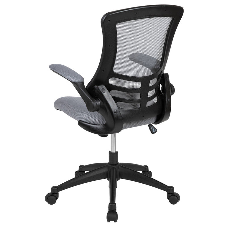 Mid-Back Blue Mesh Swivel Ergonomic Task Office Chair with Flip-Up Arms - Sit Healthier