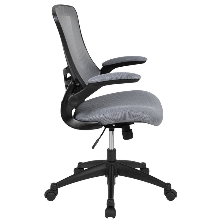 Mid-Back Blue Mesh Swivel Ergonomic Task Office Chair with Flip-Up Arms - Sit Healthier