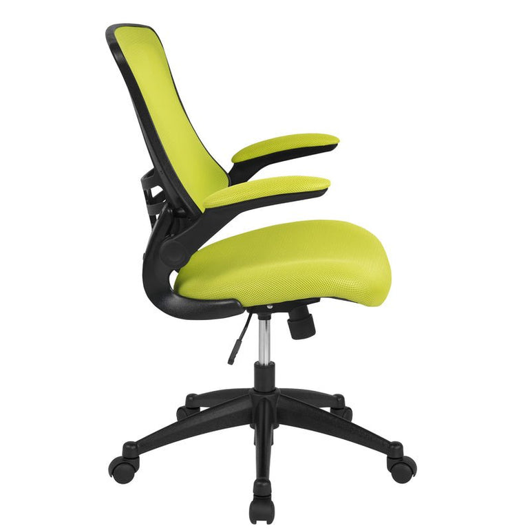 Mid-Back Blue Mesh Swivel Ergonomic Task Office Chair with Flip-Up Arms - Sit Healthier
