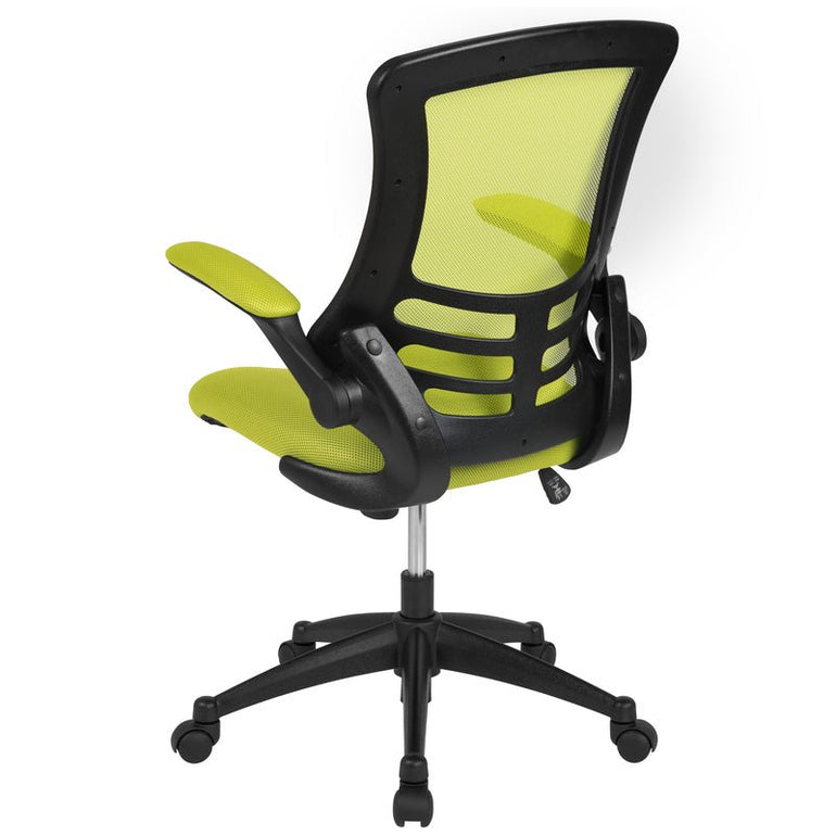 Mid-Back Blue Mesh Swivel Ergonomic Task Office Chair with Flip-Up Arms - Sit Healthier