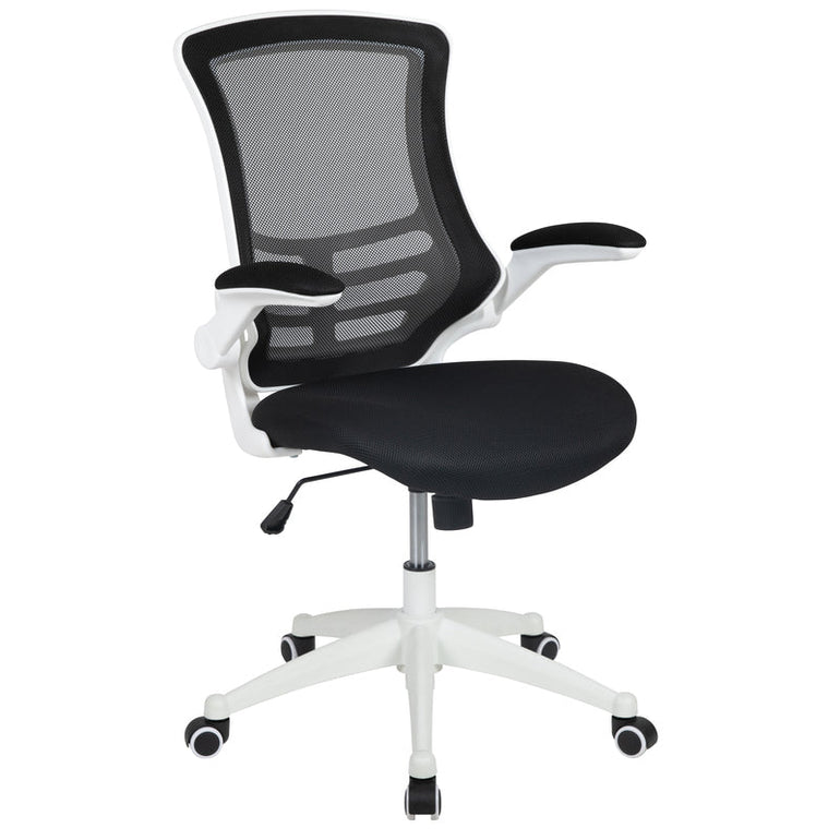 Mid-Back Blue Mesh Swivel Ergonomic Task Office Chair with Flip-Up Arms - Sit Healthier
