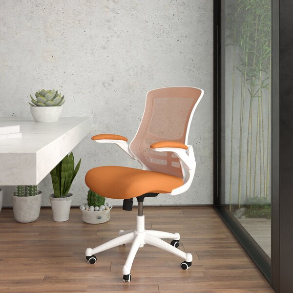 Mid-Back Blue Mesh Swivel Ergonomic Task Office Chair with Flip-Up Arms - Sit Healthier
