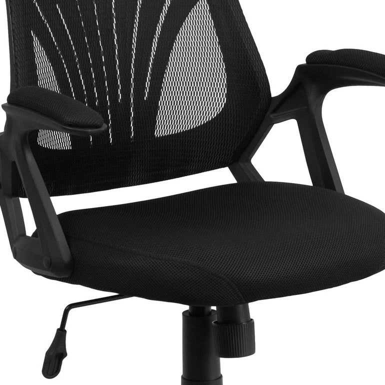 Mid-Back Designer Black Mesh Swivel Task Office Chair with Open Arms - Sit Healthier