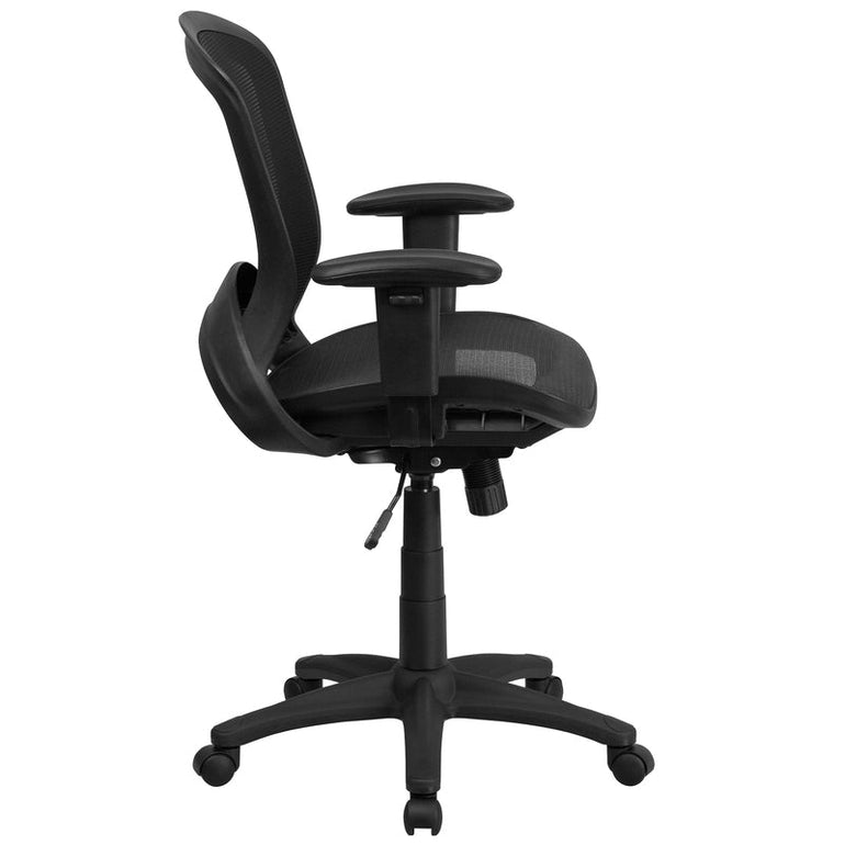 Mid-Back Transparent Black Mesh Executive Swivel Office Chair with Adjustable Arms - Sit Healthier