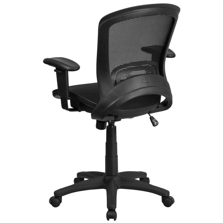 Mid-Back Transparent Black Mesh Executive Swivel Office Chair with Adjustable Arms - Sit Healthier