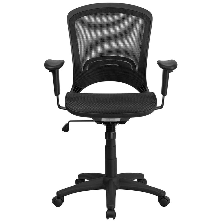 Mid-Back Transparent Black Mesh Executive Swivel Office Chair with Adjustable Arms - Sit Healthier