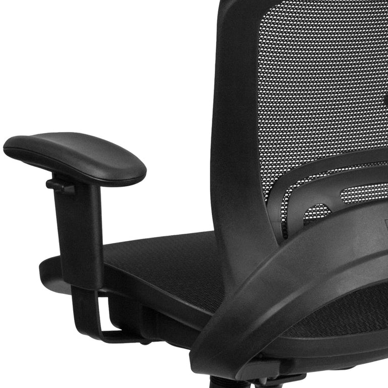 Mid-Back Transparent Black Mesh Executive Swivel Office Chair with Adjustable Arms - Sit Healthier