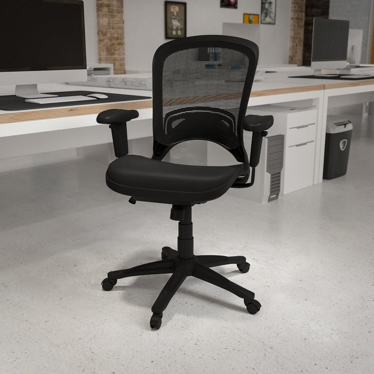 Mid-Back Transparent Black Mesh Executive Swivel Office Chair with Adjustable Arms - Sit Healthier