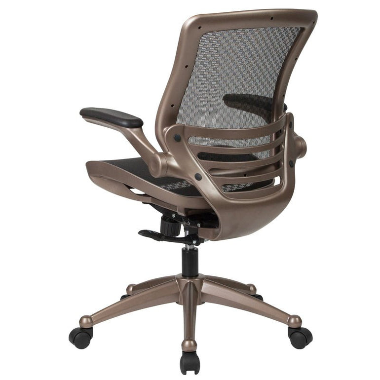 Mid-Back Transparent Black Mesh Executive Swivel Office Chair with Flip-Up Arms - Sit Healthier