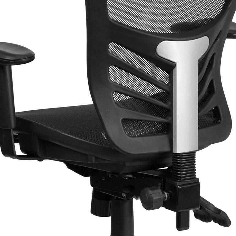 Mid-Back Transparent Black Mesh Multifunction Executive Swivel Ergonomic Office Chair with Adjustable Arms - Sit Healthier