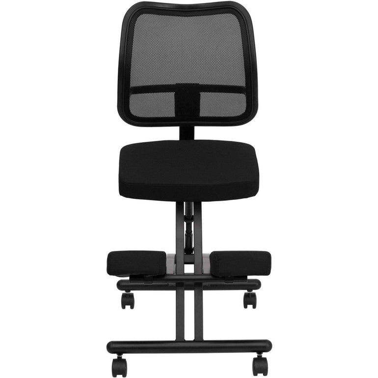 Mobile Ergonomic Kneeling Chair with Black Curved Mesh Back - Sit Healthier