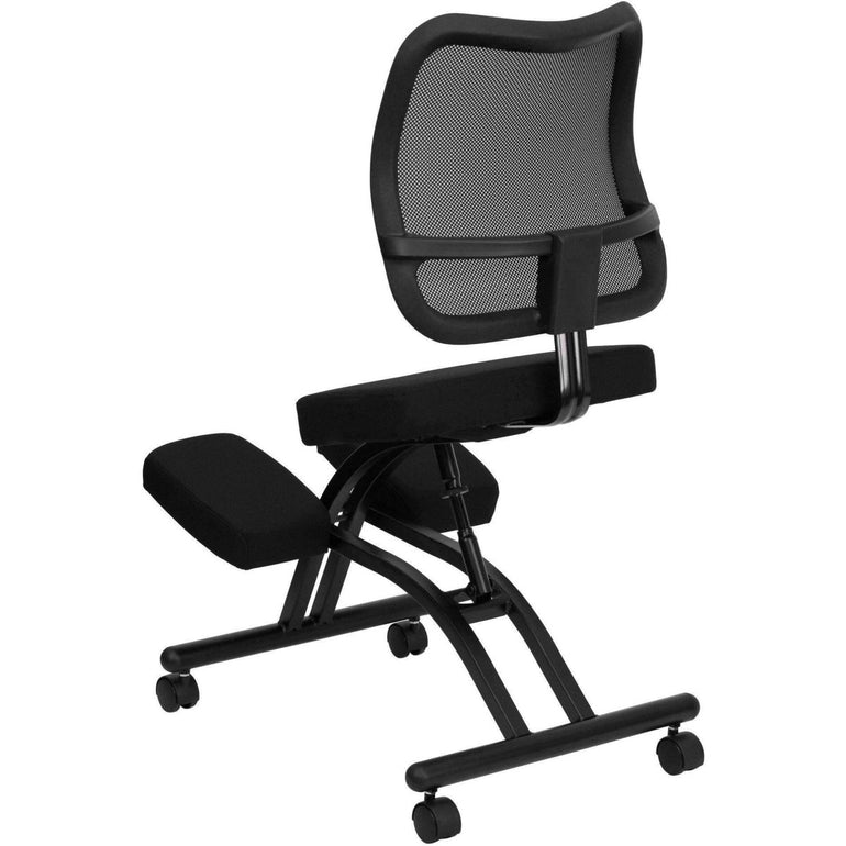 Mobile Ergonomic Kneeling Chair with Black Curved Mesh Back - Sit Healthier
