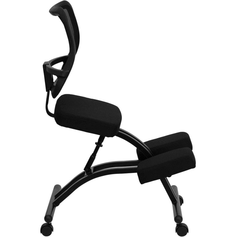 Mobile Ergonomic Kneeling Chair with Black Curved Mesh Back - Sit Healthier