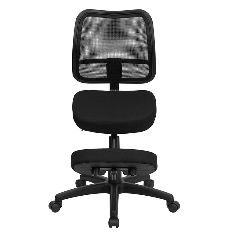Mobile Ergonomic Kneeling Task Chair with Black Curved Mesh Back - Sit Healthier