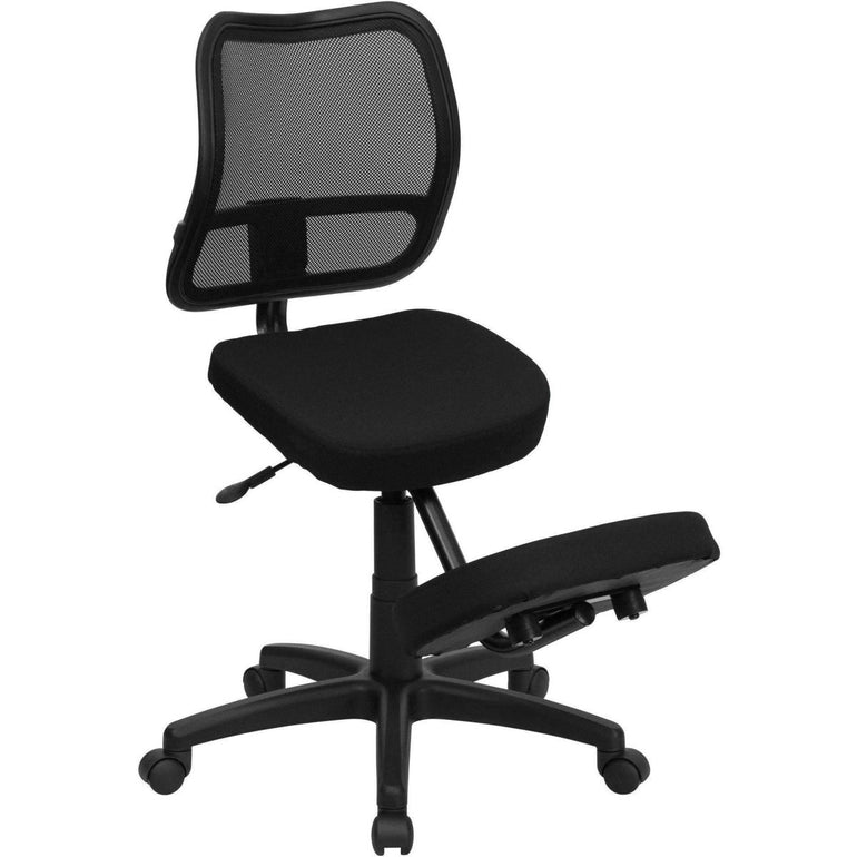 Mobile Ergonomic Kneeling Task Chair with Black Curved Mesh Back - Sit Healthier