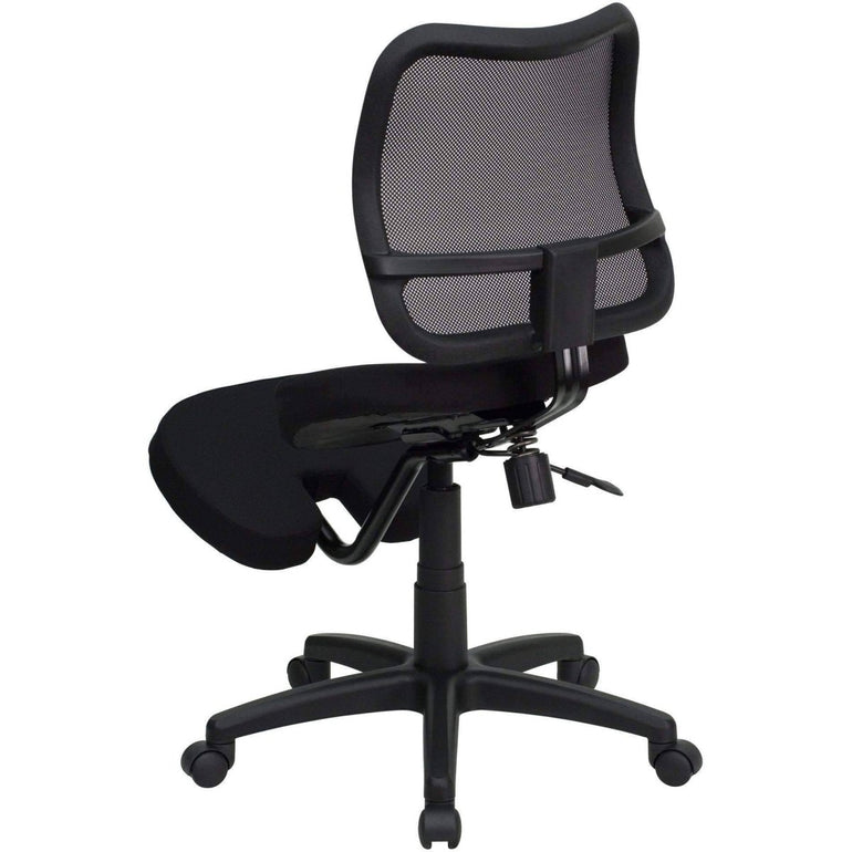 Mobile Ergonomic Kneeling Task Chair with Black Curved Mesh Back - Sit Healthier