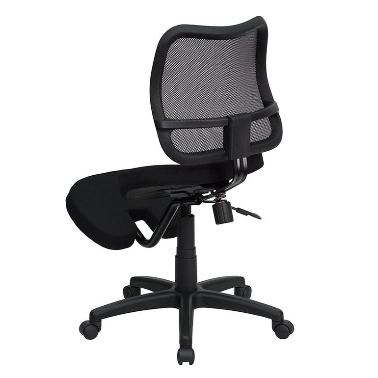 Mobile Ergonomic Kneeling Task Chair with Black Curved Mesh Back - Sit Healthier