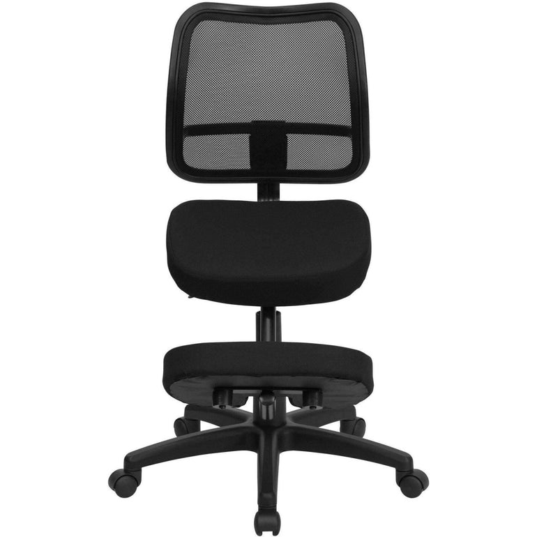 Mobile Ergonomic Kneeling Task Chair with Black Curved Mesh Back - Sit Healthier