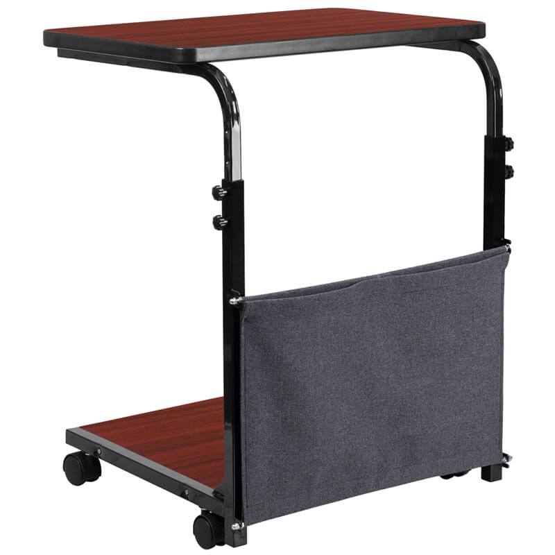 Mobile Sit-Down, Stand-Up Mahogany Ergonomic Desk with Removable Pouch - Sit Healthier