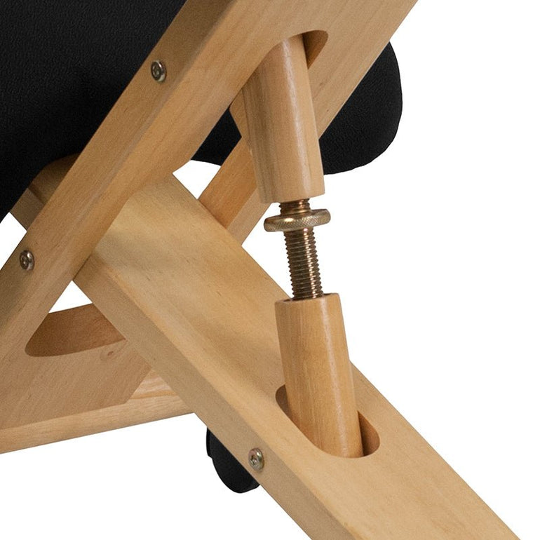 Mobile Wooden Ergonomic Kneeling Chair in Black Fabric - Sit Healthier