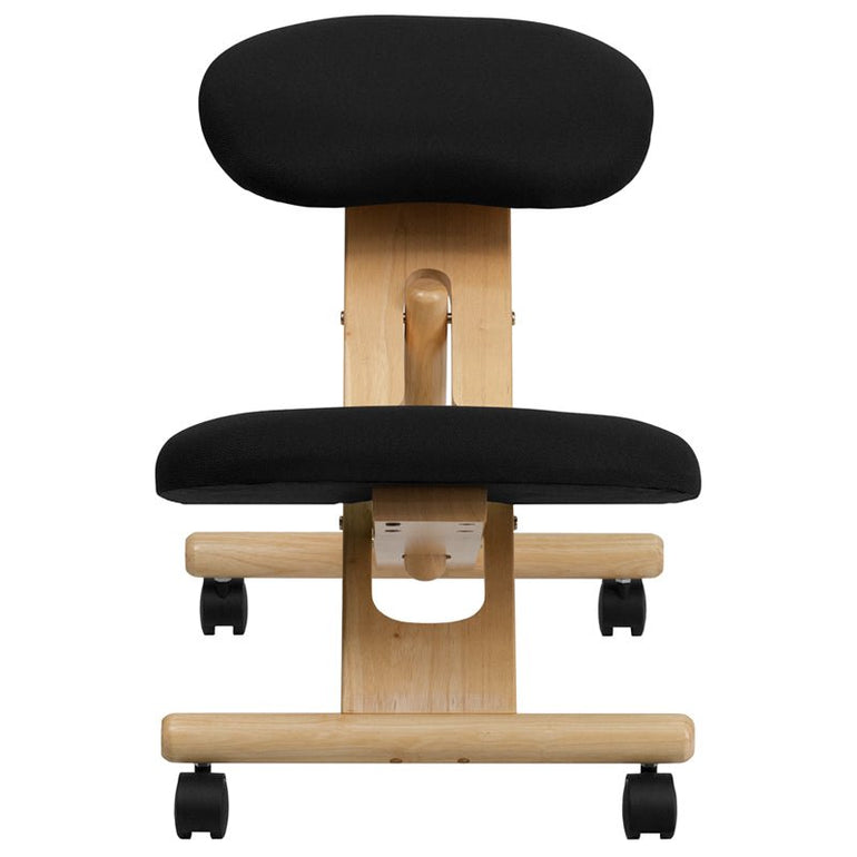 Mobile Wooden Ergonomic Kneeling Chair in Black Fabric - Sit Healthier