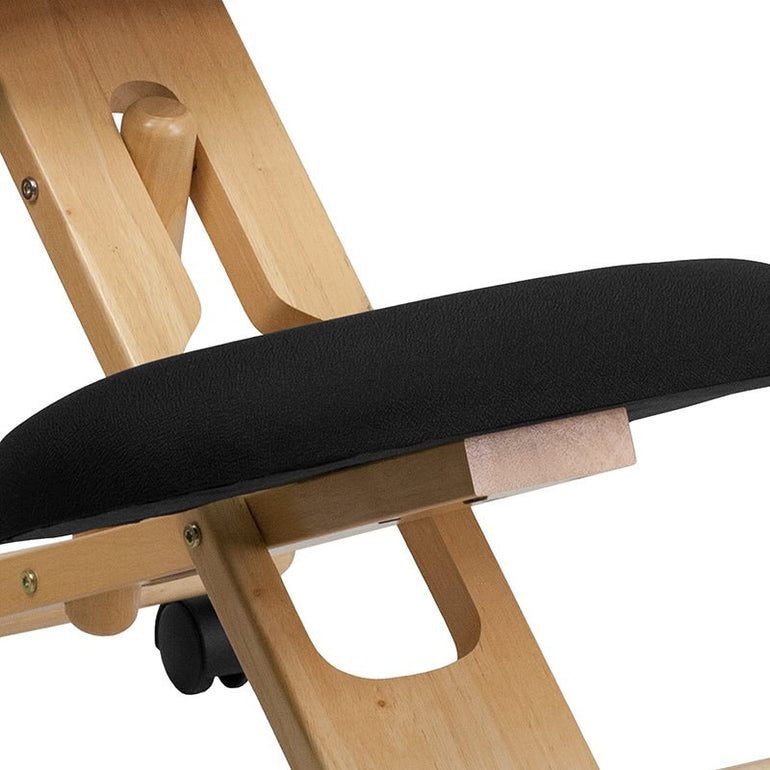 Mobile Wooden Ergonomic Kneeling Chair in Black Fabric - Sit Healthier