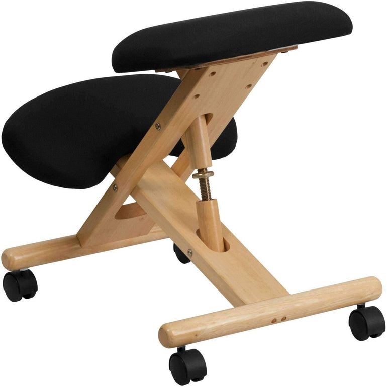 Mobile Wooden Ergonomic Kneeling Chair in Black Fabric - Sit Healthier
